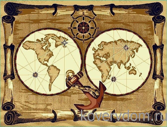 Ковер МОРСКОЙ Древняя Карта Мира 