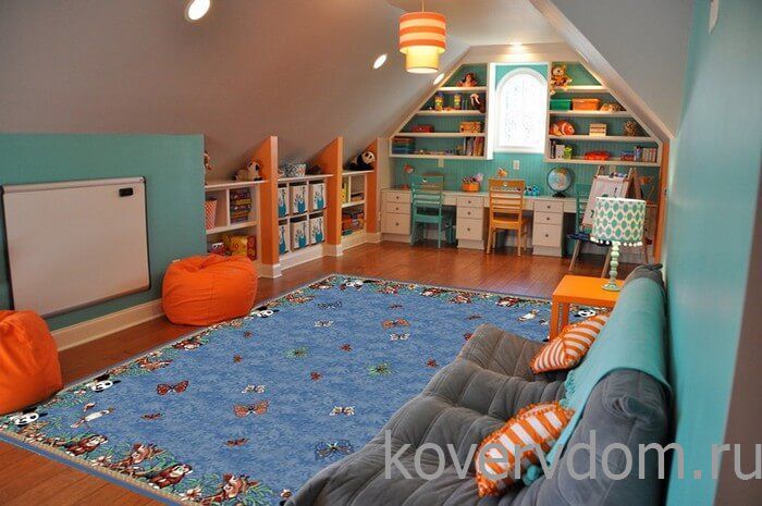 Детский ковер Джунгли синий Детский ковер Джунгли синий