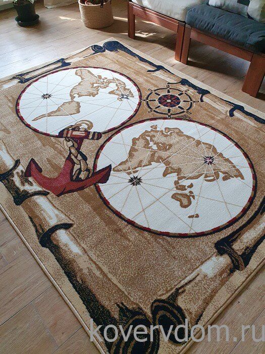 Ковер МОРСКОЙ Древняя Карта Мира 